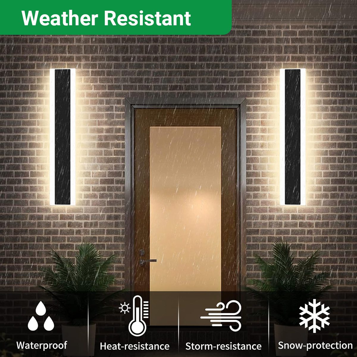 60CM | Outdoor Acrylic Black Wall Light | Waterproof IP65 CCT & Dimmable via remote - Image 2