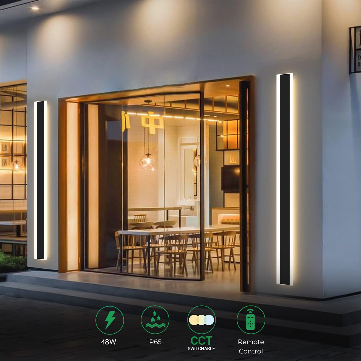 100CM | Outdoor Acrylic Black Wall Light | Waterproof IP65 CCT & Dimmable via remote - Image 5